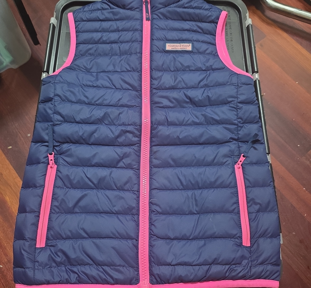 Vineyard Vines Navy Vest with Pink Trim